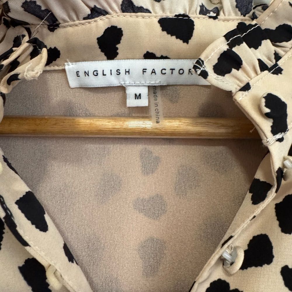 English Factory Dotted Tan and Black Long Sleeve Dress - Picture 4 of 6